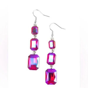 New Pink Emerald Cut Multicolor Gems Fashion Accessories Women's Earrings